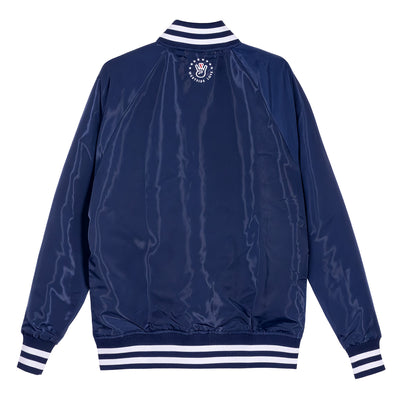 Quilt Lined Navy Satin Jacket