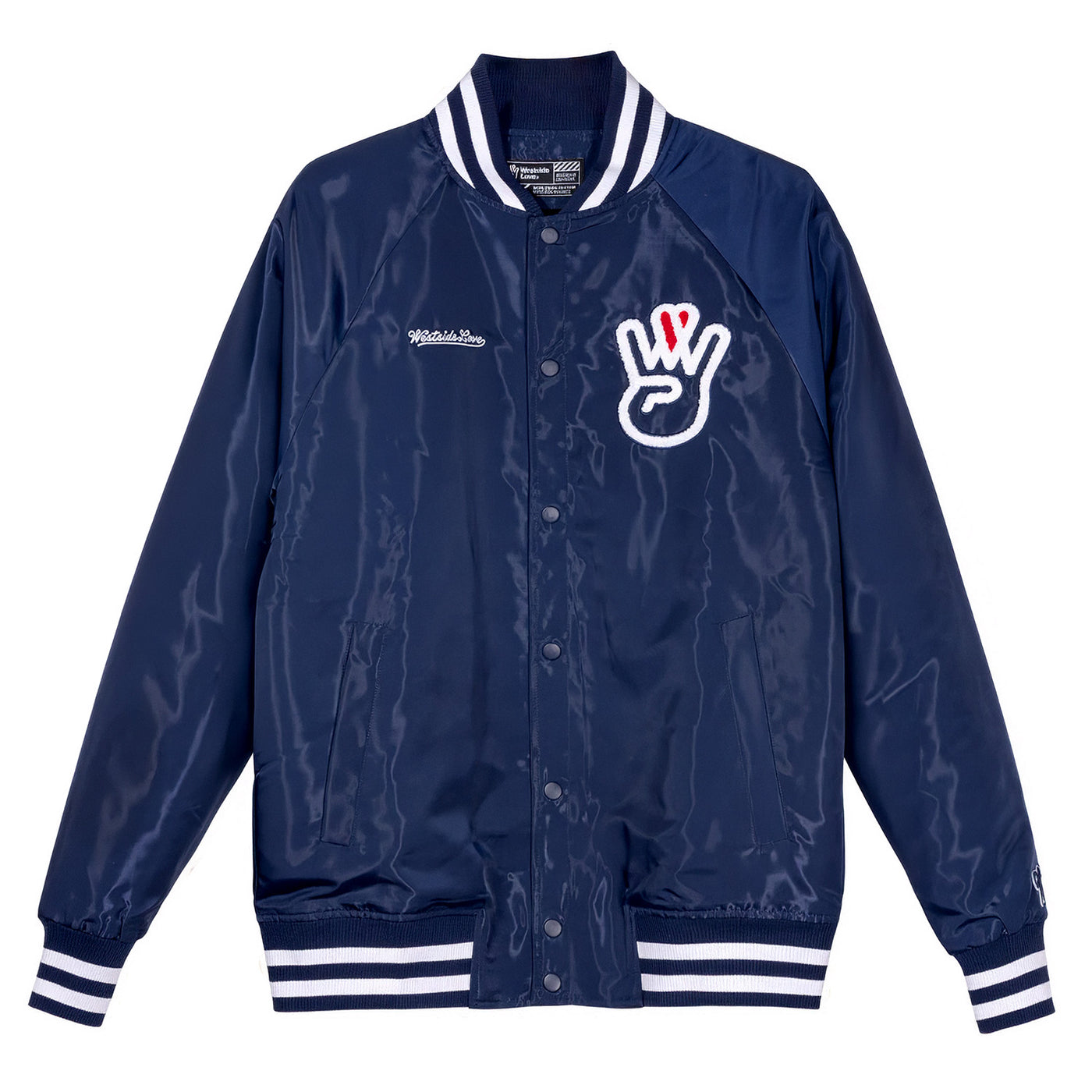 Quilt Lined Navy Satin Jacket