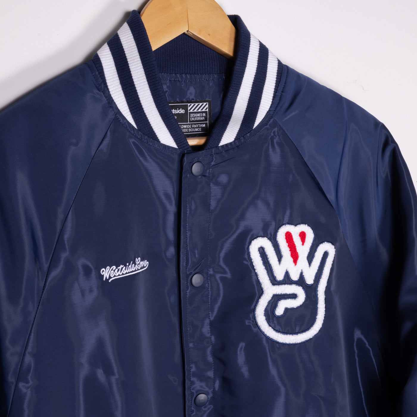 Quilt Lined Navy Satin Jacket