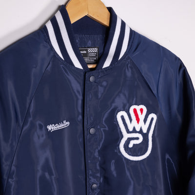 Quilt Lined Navy Satin Jacket