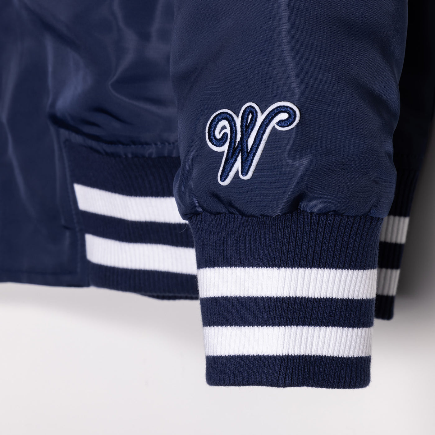 Quilt Lined Navy Satin Jacket