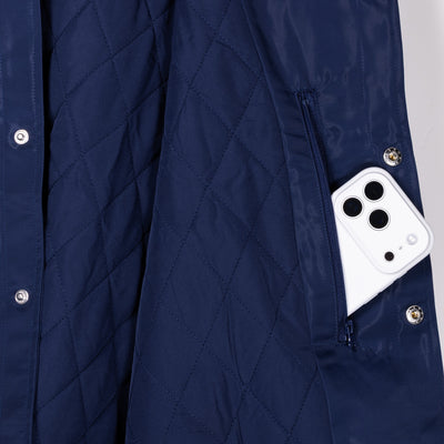 Quilt Lined Navy Satin Jacket