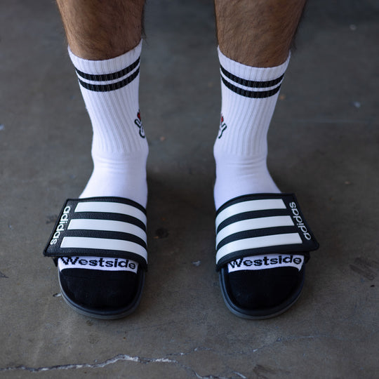 Jacquard WSL White Logo Socks – Westside Love